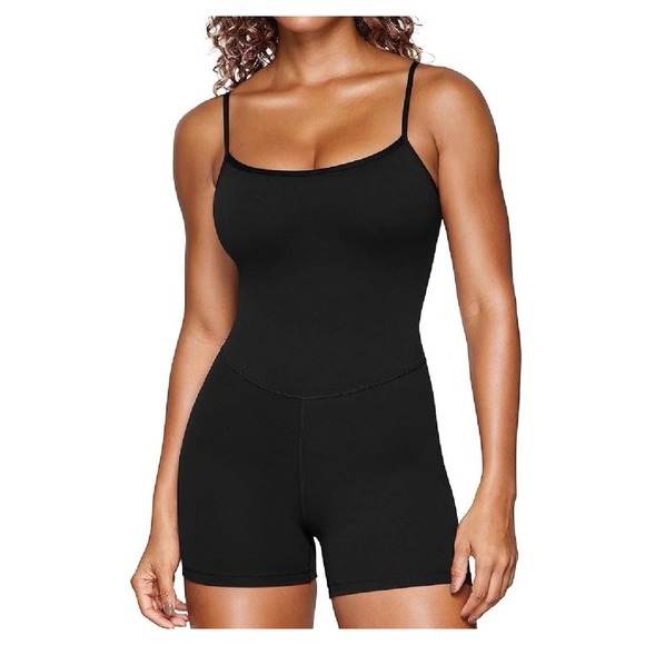 CRZ YOGA Butterluxe Athletic Romper One Piece Bodysuit Black Sz Medium NWT - Picture 1 of 9